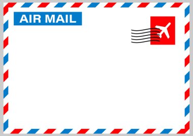 Air mail envelope with postal stamp isolated on white background. Vector stock illustration. clipart