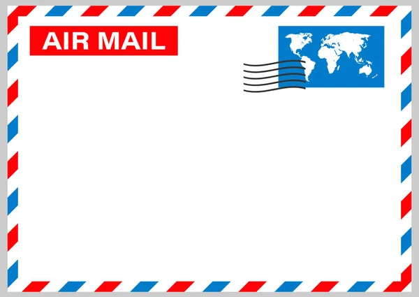 Sobre de correo aéreo con sello postal aislado sobre fondo blanco. Ilustración de stock vectorial . — Archivo Imágenes Vectoriales