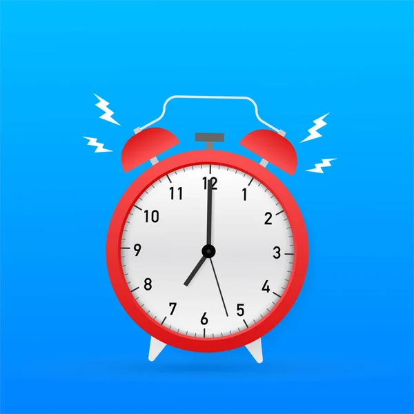 Reloj despertador rojo hora de despertar. Ilustración de stock vectorial. — Vector de stock