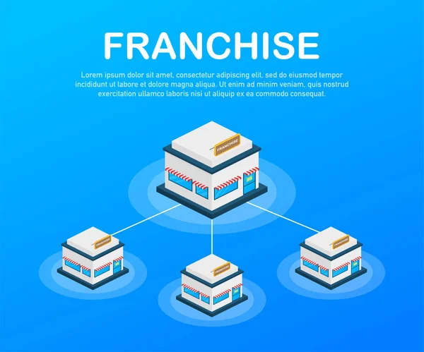 Franchise-affärskoncept, franchise-marknadsföringssystem. Vektor illustration. — Stock vektor