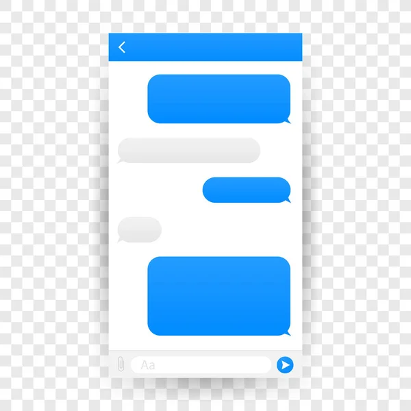 Applicazione interfaccia chat con finestra di dialogo. Clean Mobile UI Design Concept. Messaggero Sms. Illustrazione vettoriale . — Vettoriale Stock