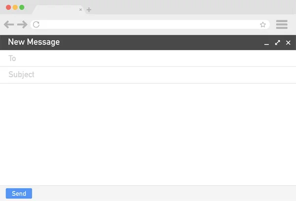 Modèle de courriel. Fenêtre de navigateur d'e-mail vierge. Message postal page web cadre vectoriel. Illustration vectorielle. — Image vectorielle
