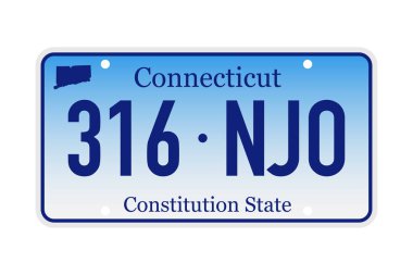 Plakası Connecticut. Beyaz arkaplanda vektör illüstrasyonu.