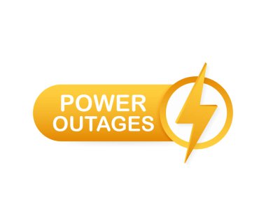 Elektrik kesintileri. Rozet, kutsal kişilerin resmi, damga, logo. Vektör çizim.