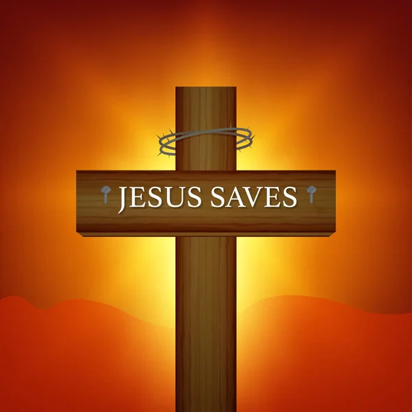 Kreuzholzvektordesign auf gelbem Hintergrund, fröhliches Halloween-Kreuz-Icon-Design. Jesus rettet. — Stockvektor