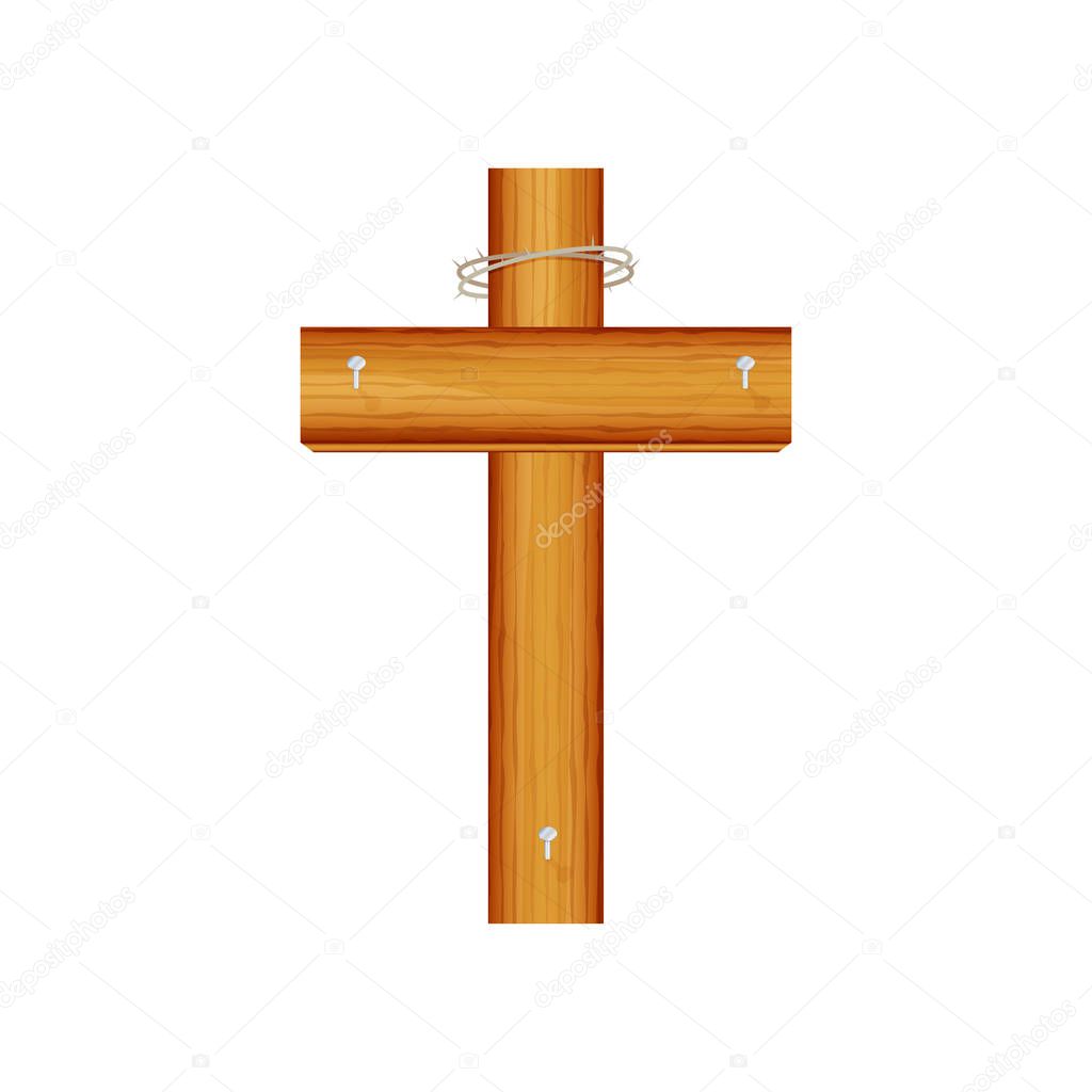 Cross wood vector design on white background,Happy Halloween cross icon design.