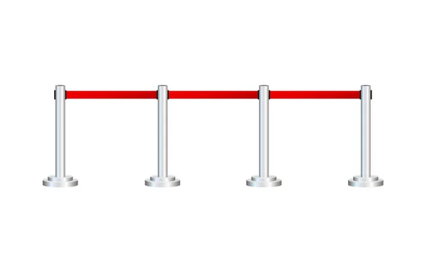 Vörös szőnyeg piros kötelekkel, arany stanchionokkal. Exkluzív rendezvény, filmbemutató, gála, ceremónia, díjak koncepció. Vektoros illusztráció. — Stock Vector