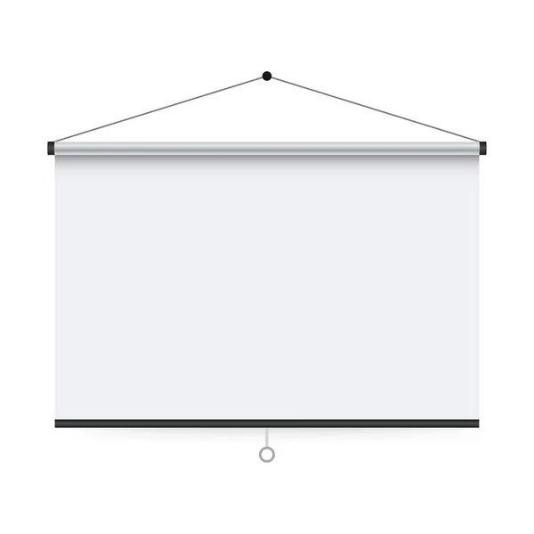 Schermo di proiezione vuoto, scheda di presentazione, lavagna bianca vuota per conferenza . — Vettoriale Stock