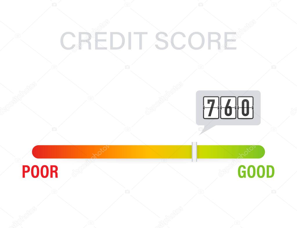 Credit score scale showing good value. Vector illustration.