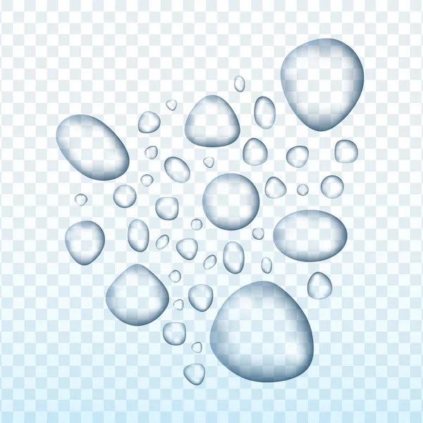 Прозрачная капля воды на светло-сером фоне. Векторная иллюстрация — стоковый вектор