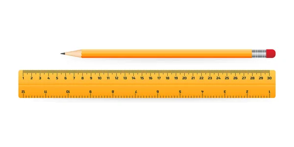 Bleistift mit Lineal Symbol-Schule Symbol-Bildung Illustration-Zeichnung. Vektorillustration. — Stockvektor