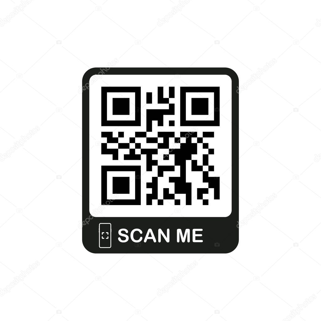 QR code for smartphone. Inscription scan me with smartphone icon. Qr code for payment. Vector illustration