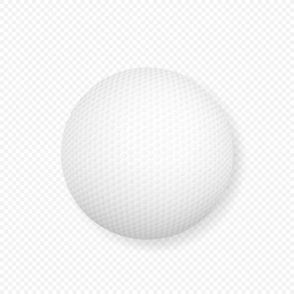 Realistic 3d white classic golf ball icon closeup isolated on transparency grid background. Vector stock illustration. — Stock Vector