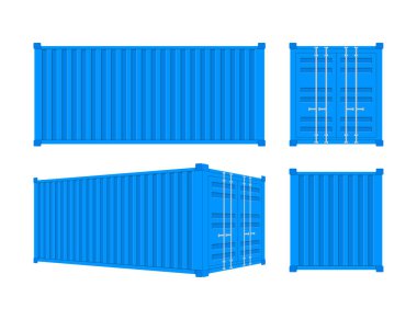 Blue Shipping Cargo Container Twenty and Forty feet. for Logistics and Transportation. Vector stock Illustration. clipart