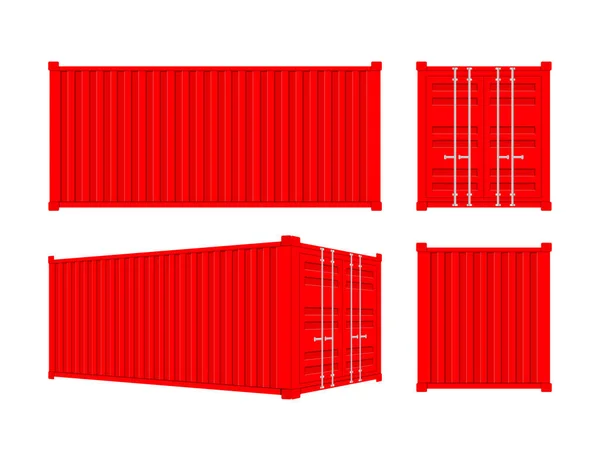 Red Shipping Cargo Container 20 és 40 láb. logisztikáért és szállításért. Vektorállomány Illusztráció. — Stock Vector