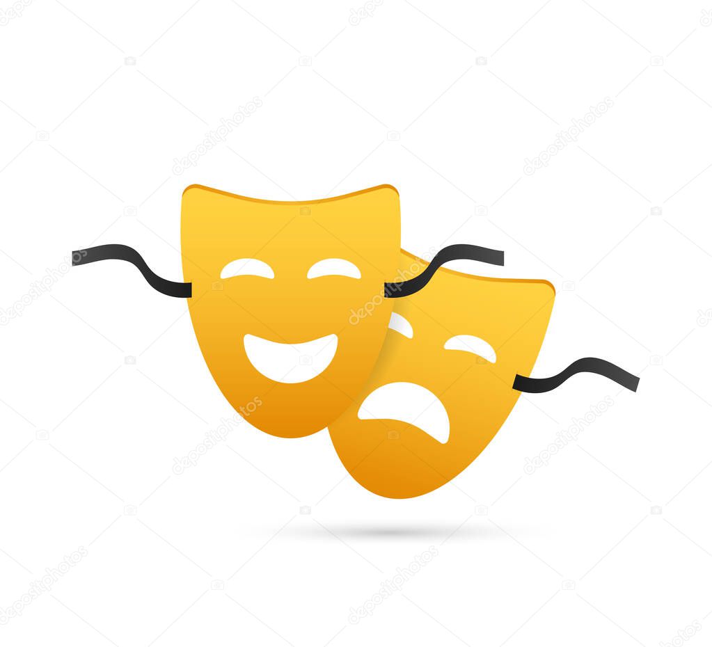 Comedy and tragedy theatrical masks. Vector stock illustration