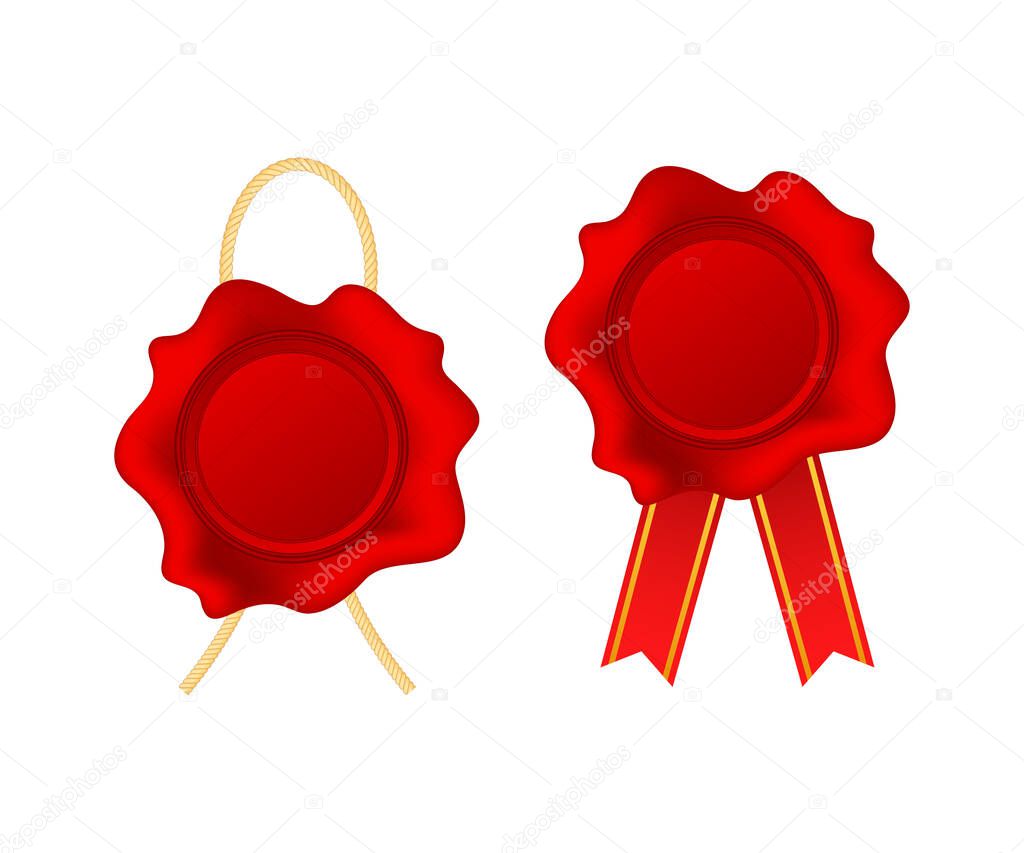 Wax seal isolated on white background. Vector stock illustration.