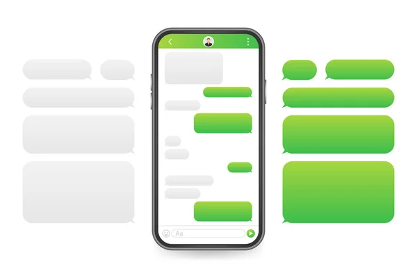 Aplikacja interfejsu czatu z oknem dialogowym. Clean Mobile UI Design Concept. Posłaniec. Ilustracja wektora. — Wektor stockowy