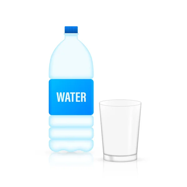 Kék vizes palack fehér háttérrel. Csomagtervezés. Konténeres mockup. Vektorállomány illusztrációja. — Stock Vector