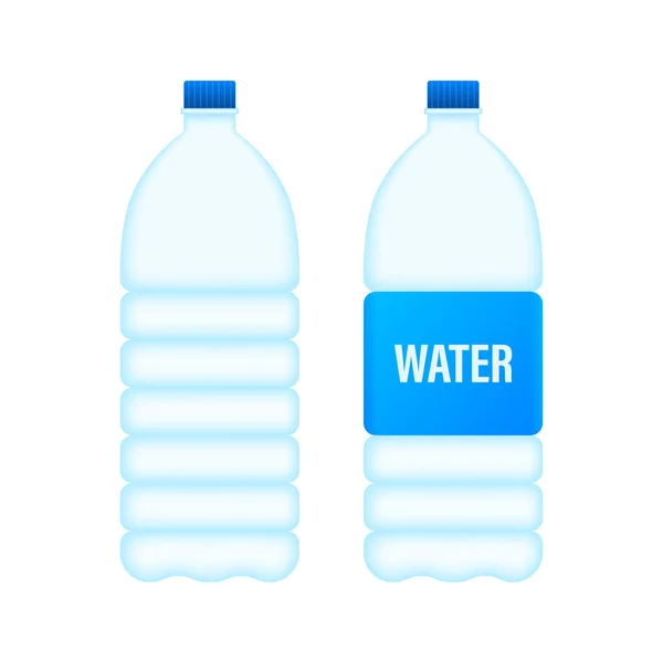 Beyaz arka planda mavi su şişesi. Paket tasarımı. Konteynır modeli. Vektör stok illüstrasyonu. — Stok Vektör