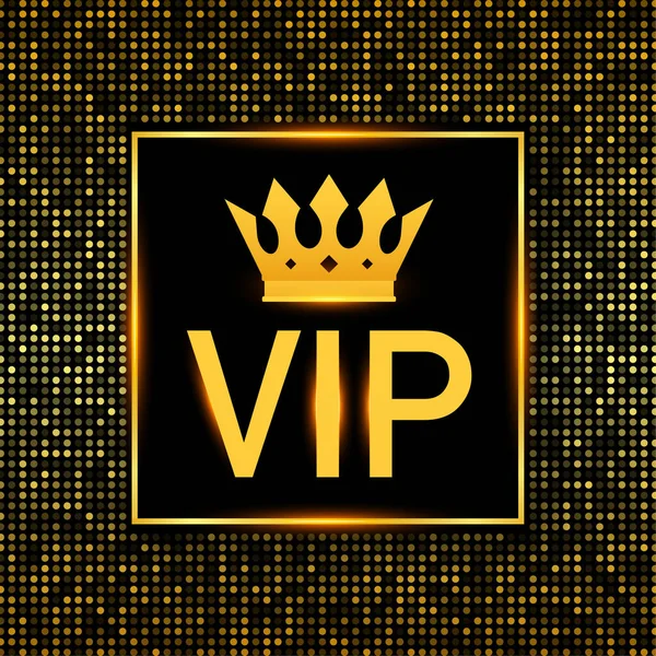 Golden symbol of exclusivity, the label VIP with glitter. Very important person - VIP icon on dark background Sign of exclusivity with bright, Golden glow. Vector stock illustration. — Stock Vector