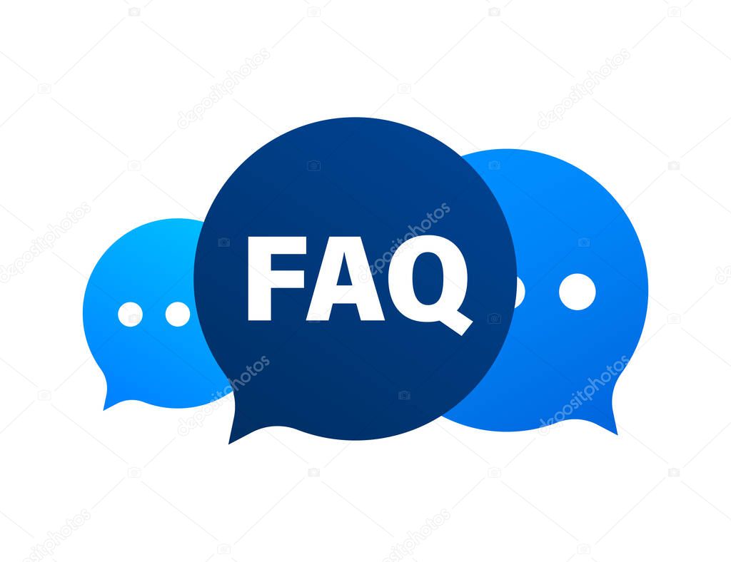 Frequently asked questions FAQ banner. Computer with question icons. Vector illustration.