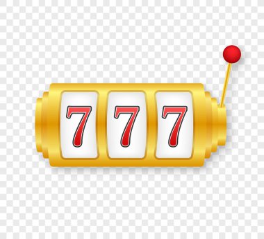 Oyun arkaplan tasarımı için geçmişe dönük pankart. Kazanan bayrak. Şanslı yedili büyük ikramiyesi olan kumar makinesi. Vektör stok illüstrasyonu.