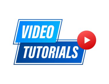 Video dersleri simgesi konsepti. Eğitim ve öğrenim geçmişi, uzak eğitim ve bilgi gelişimi. Video konferansı ve giysi ikonu, internet ve video servisleri. Vektör illüstrasyonu.