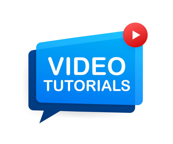 Video tutorials icon concept. Study and learning background, distance education and knowledge growth. Video conference and webinar icon, internet and video services. Vector illustration.