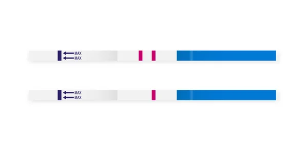 Zwangerschapstest stokken met resultaten. Kunst ontwerp zwanger, geboorte template. Vectorillustratie. — Stockvector
