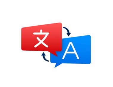 Çevrimiçi tercüman konsepti. Çevirmen simgesi. Vektör stok illüstrasyonu.