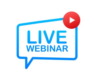 Canlı Webinar Düğmesi, simge, amblem etiketi Vektör illüstrasyonu