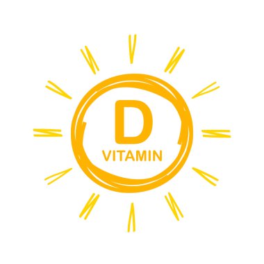 Güneşli D vitamini ikonu. Vektör stok illüstrasyonu.