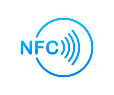 Bağlantısız kablosuz ödeme işareti logosu. NFC teknolojisi. Vektör stok illüstrasyonu.