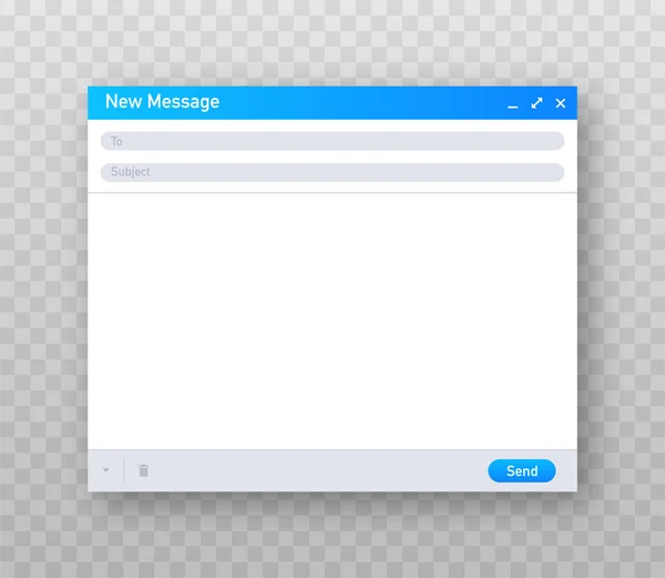 E-mail template. Blanco e-mail browservenster. Mail bericht web pagina vector frame. Vectorillustratie. — Stockvector