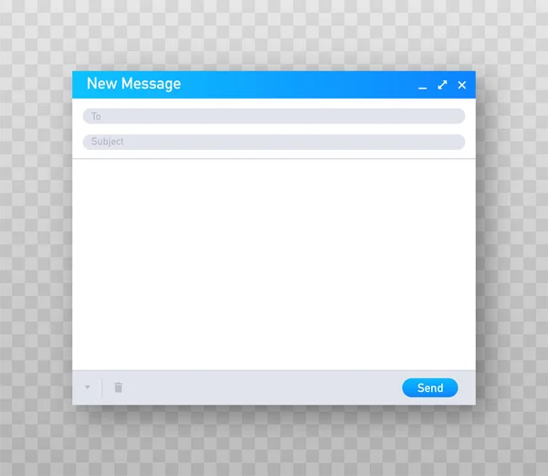 Modèle de courriel. Fenêtre de navigateur d'e-mail vierge. Message postal page web cadre vectoriel. Illustration vectorielle. — Image vectorielle