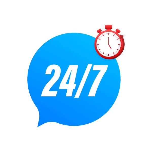 24-7 service concept. 24-7 open. Support service icon. Vector stock illustration. — Stock Vector