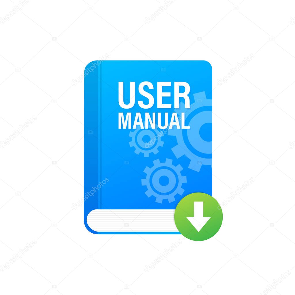 Download User manual book illustration in flat style. Vector illustration.