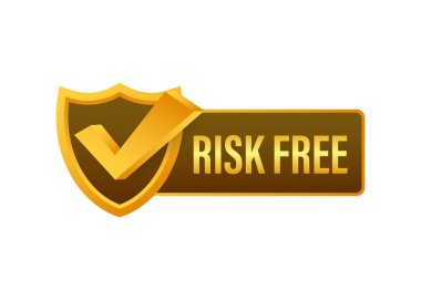 Risksiz, beyaz arka planda garanti etiketi. Vektör illüstrasyonu.