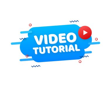 Video dersleri simgesi konsepti. Eğitim ve öğrenim geçmişi, uzak eğitim ve bilgi gelişimi. Video konferansı ve giysi ikonu, internet ve video servisleri. Vektör illüstrasyonu.