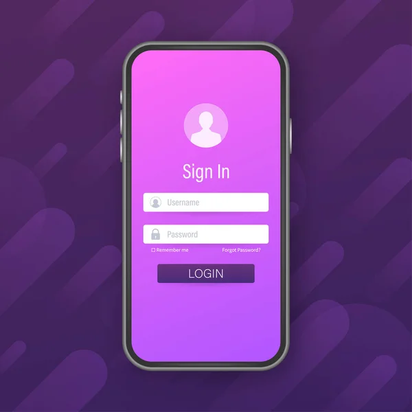 Clean Mobile UI Design Concept. Anmeldung mit Passwort-Formular-Fenster. Vektoraktiendarstellung. — Stockvektor