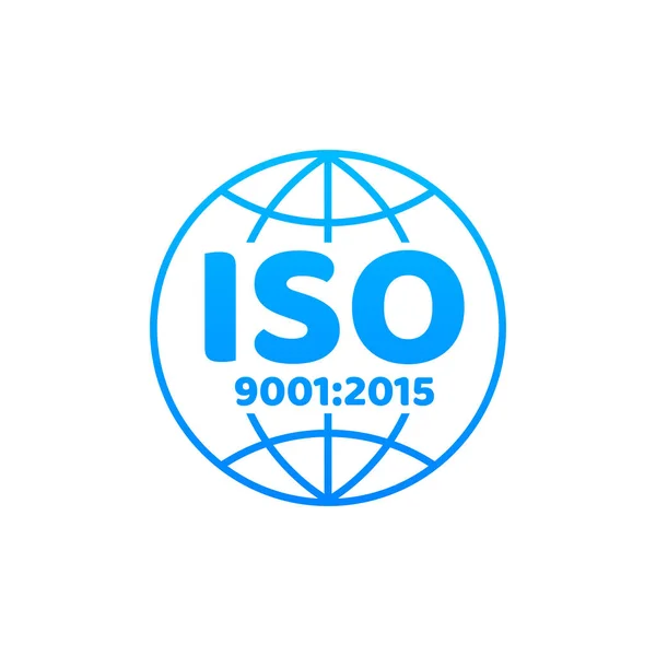 Certificado ISO 9001 insignia, icono. Sello de certificación. Diseño plano vector. — Vector de stock