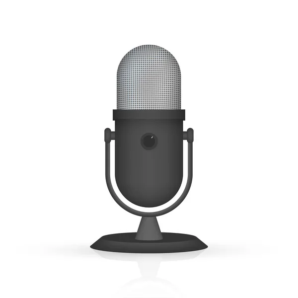 Podcast. Micrófono con iconos de la burbuja del habla. Ilustración vectorial. — Vector de stock