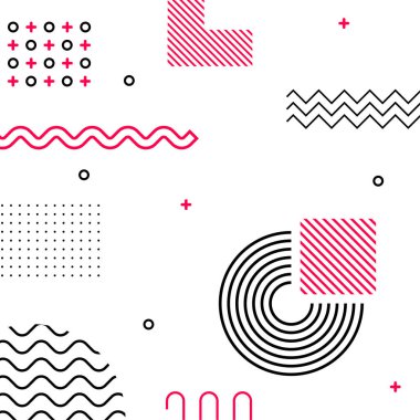 Klasik tarzda geometrik bir şekil. Parlak renk. Siyah soyut geometrik arkaplan. Vektör stok illüstrasyonu.