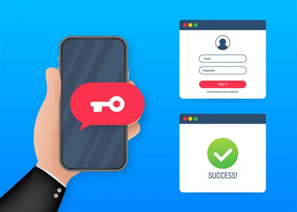 Duo authenticatie concept banner met tekst plaats. Kan gebruikt worden voor webbanner, infographics, heldenbeelden. Vectorillustratie. — Stockvector