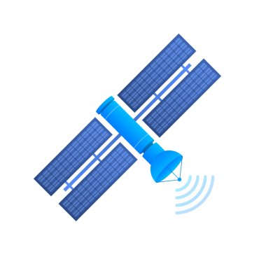 Uydu. Dünya 'nın yörüngesindeki yapay uydular, GPS. Vektör stok illüstrasyonu.