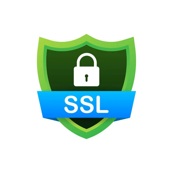 Secure connection icon vector illustration isolated on white background, flat style secured ssl shield symbols. — Stock Vector