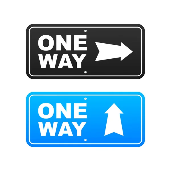 One way. Black icon on white backdrop. Safety concept. Arrow icon. Information sign. Vector stock illustration. — Stock Vector