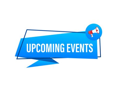 El ele megafon - Yaklaşan olaylar. Vektör illüstrasyonu.