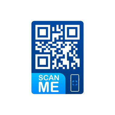 Akıllı telefonun QR kodu. Yazıt beni akıllı telefon simgesi ile tarıyor. Ödeme için QR kodu. Vektör illüstrasyonu